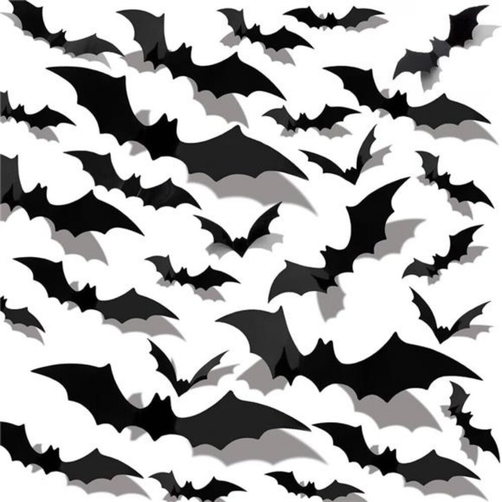 60PCS Halloween 3D Bats Decoration Halloween Large Bats Wall Decor 4 Sizes